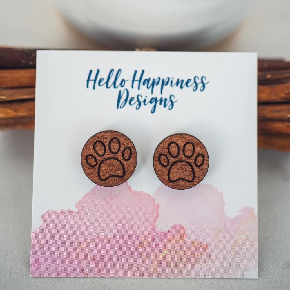 paw print stud earrings